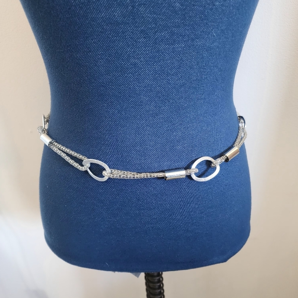 Silver Mesh Loop Adjustable Chain Belt - Picture 3 of 9